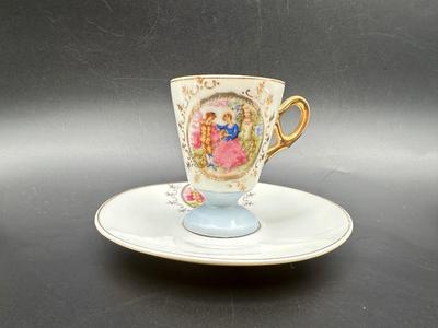 Japan Hand Painted Porcelain Demitasse Cup & Saucer Set