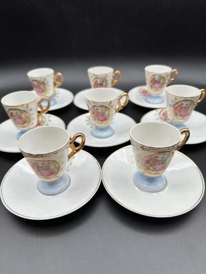 Japan Hand Painted Porcelain Demitasse Cup & Saucer Set