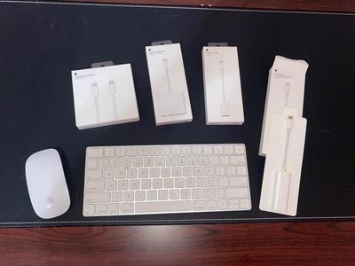 Lot 15 WIRELESS APPLE KEYBOARD & MOUSE, HEAVY DUTY DELL COMPUTER BAG AND USB-C ADAPTERS