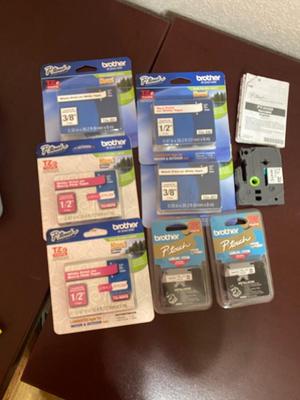 BROTHER P-TOUCH ELECTRONIC LABELING SYSTEM WITH LOTS OF LABELS AND OTHER OFFICE SUPPLIES