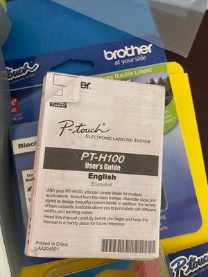 BROTHER P-TOUCH ELECTRONIC LABELING SYSTEM WITH LOTS OF LABELS AND OTHER OFFICE SUPPLIES