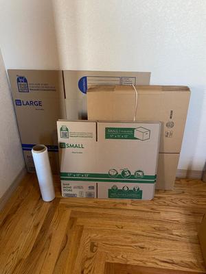 MOVING BOXES AND SHRINK WRAP