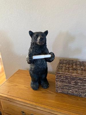 CHARMIN BATH TISSUE BEAR AND HINGED WICKER BOX