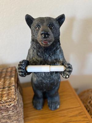 CHARMIN BATH TISSUE BEAR AND HINGED WICKER BOX