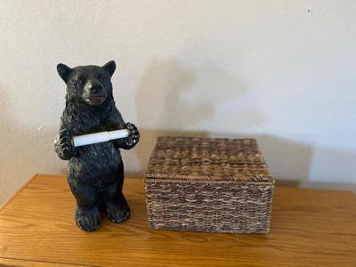 CHARMIN BATH TISSUE BEAR AND HINGED WICKER BOX