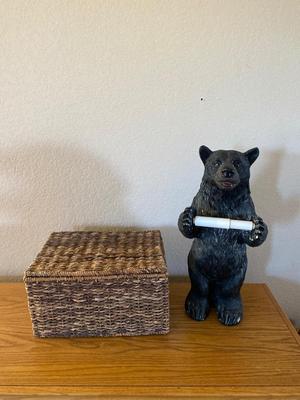 CHARMIN BATH TISSUE BEAR AND HINGED WICKER BOX