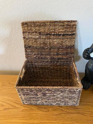CHARMIN BATH TISSUE BEAR AND HINGED WICKER BOX