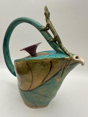 Handmade Ceramic Teapot, Stamped