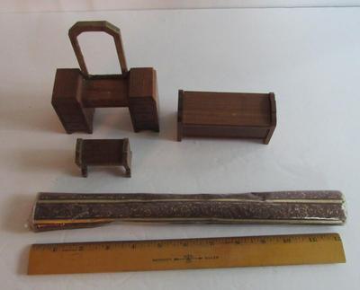 Older Wood Doll House Furniture, Storm Becker Playthings & Large Floor Rug