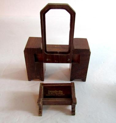 Older Wood Doll House Furniture, Storm Becker Playthings & Large Floor Rug