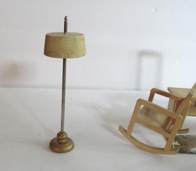 Vintage Wood Doll House Furniture, One German