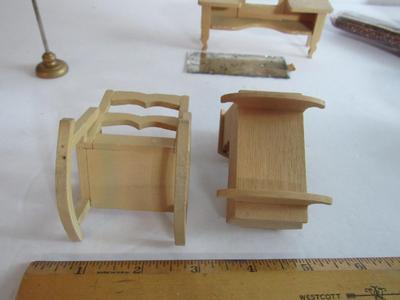 Vintage Wood Doll House Furniture, One German