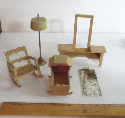 Vintage Wood Doll House Furniture, One German