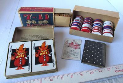 Vintage Poker Chips, 1939 Playing Cards, Box Wood Stick Matches