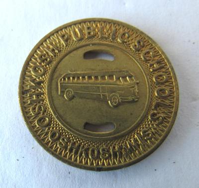 Vintage Advertising Pins: Oshkosh b'Gosh and Mason Shoes/Tokens: Oshkosh School Bus, Democrats