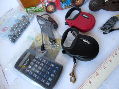 Mystery Lot: Music Box, Tin Truck Box, Dog Leashes, Antique Door Knob, More