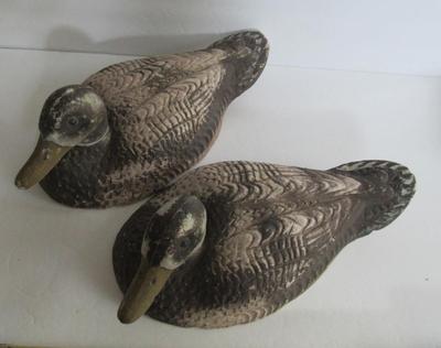 Pair Old Styrofoam Duck Decoys