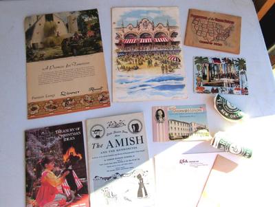 Lot of Vintage Travel Ephemra: Hotel Menus, Stickers, Postcards, Etc