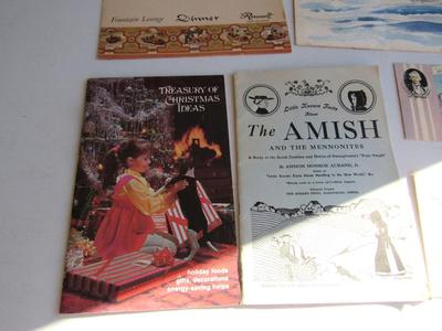 Lot of Vintage Travel Ephemra: Hotel Menus, Stickers, Postcards, Etc