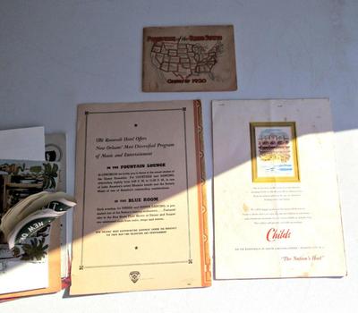 Lot of Vintage Travel Ephemra: Hotel Menus, Stickers, Postcards, Etc