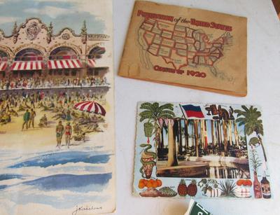 Lot of Vintage Travel Ephemra: Hotel Menus, Stickers, Postcards, Etc
