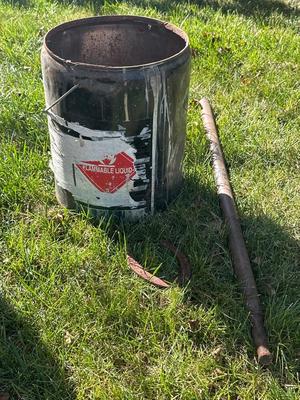Old bucket and horseshoe