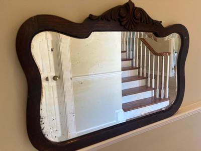 Antique Oak Wood Mirror
