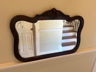 Antique Oak Wood Mirror