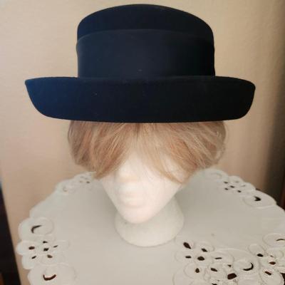 Amanda Smith Black Pillbox with black bow and feather