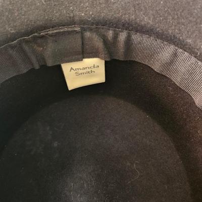 Amanda Smith Black Pillbox with black bow and feather