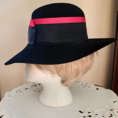 Black felt wide brim floppy hat