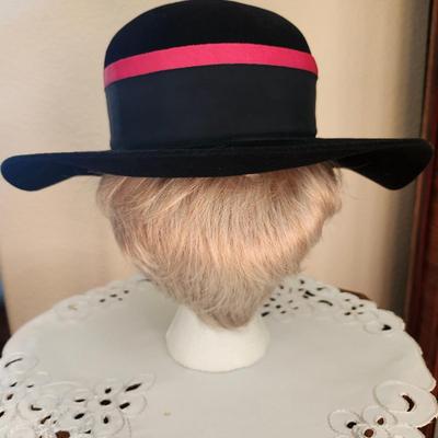 Black felt wide brim floppy hat
