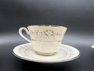 NORITAKE Ivory China Footed Cups & Saucers