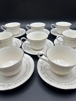NORITAKE Ivory China Footed Cups & Saucers