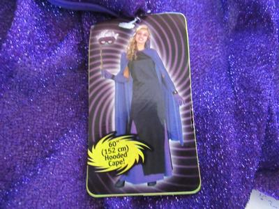 Halloween Purple Hooded Cape and Wig, Adult Size