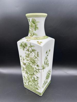 Vintage Norleans Japanese Green Floral Vase