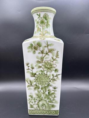 Vintage Norleans Japanese Green Floral Vase