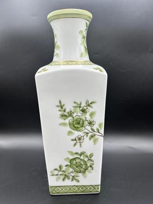 Vintage Norleans Japanese Green Floral Vase