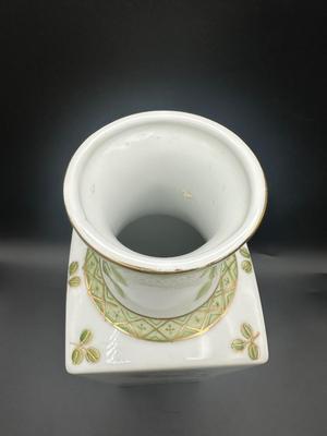 Vintage Norleans Japanese Green Floral Vase