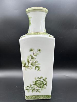 Vintage Norleans Japanese Green Floral Vase