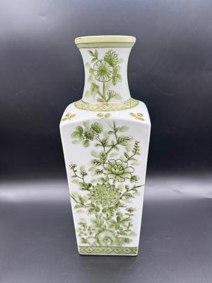 Vintage Norleans Japanese Green Floral Vase