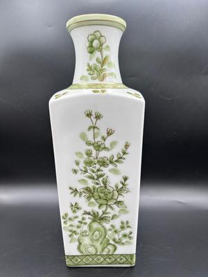 Vintage Norleans Japanese Green Floral Vase