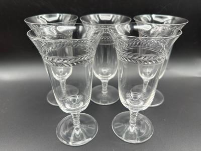 Vintage Iced Tea Glasses with Polished Cut Laurel Pattern (5)