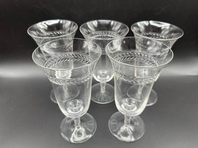 Vintage Iced Tea Glasses with Polished Cut Laurel Pattern (5)