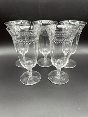 Vintage Iced Tea Glasses with Polished Cut Laurel Pattern (5)