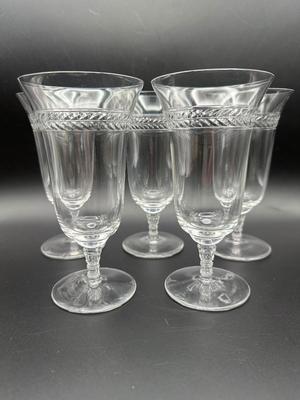 Vintage Iced Tea Glasses with Polished Cut Laurel Pattern (5)
