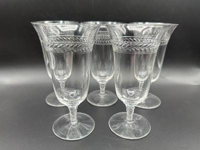 Vintage Iced Tea Glasses with Polished Cut Laurel Pattern (5)
