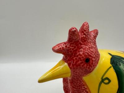 VTG 1999 Chicken Yellow w/ Red Green Chile Peppers CBK Ltd. Ceramic Rooster