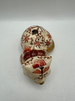 Vintage Takahashi San Francisco Japan Hand Painted Sleeping Cat Gold Figurine