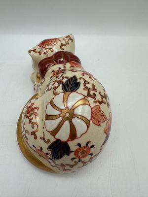 Vintage Takahashi San Francisco Japan Hand Painted Sleeping Cat Gold Figurine